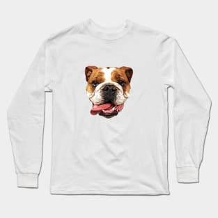 Bulldog Cartoon Art Puppy Dog Head Long Sleeve T-Shirt